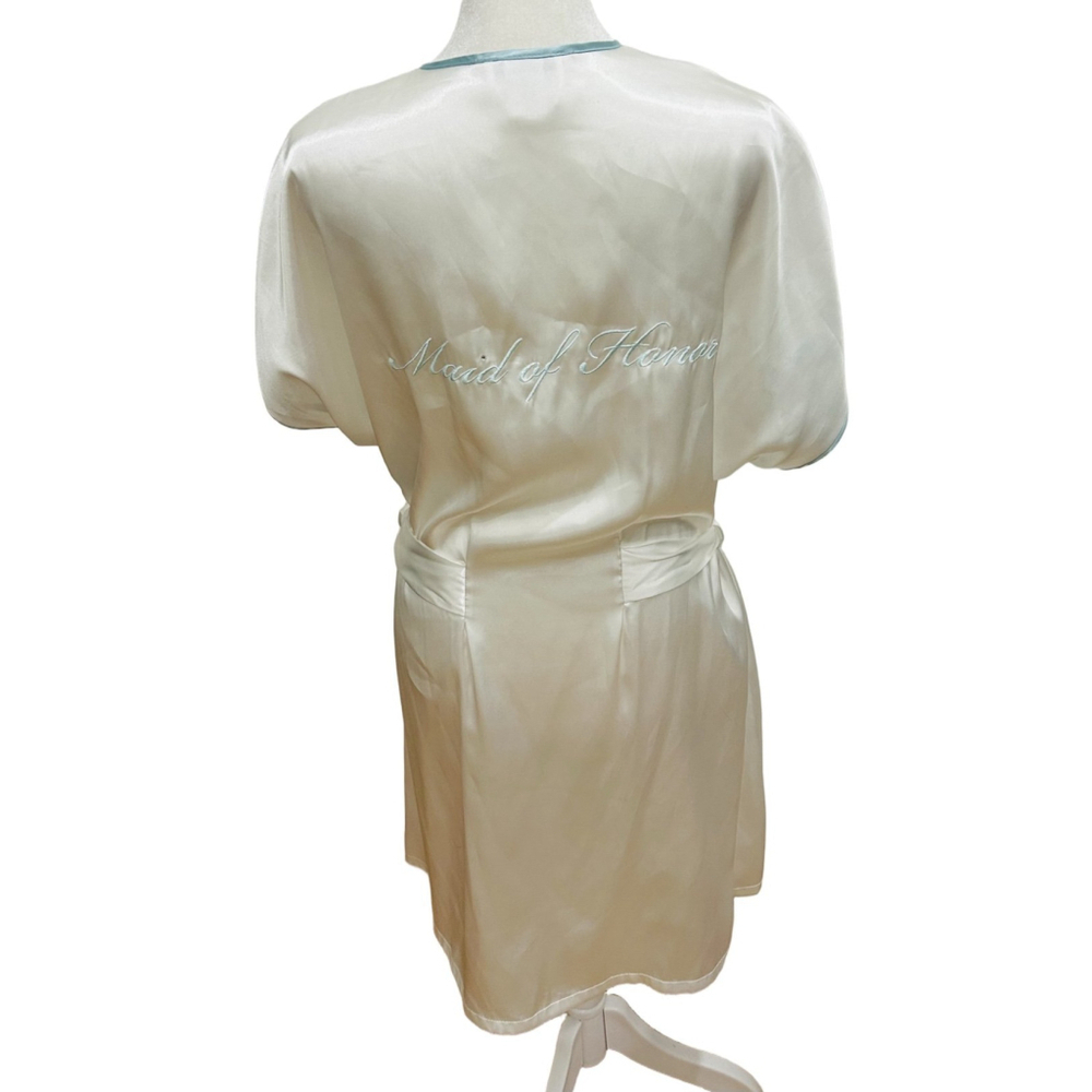 Wedding party Satin Robe maid of honor white silky satin